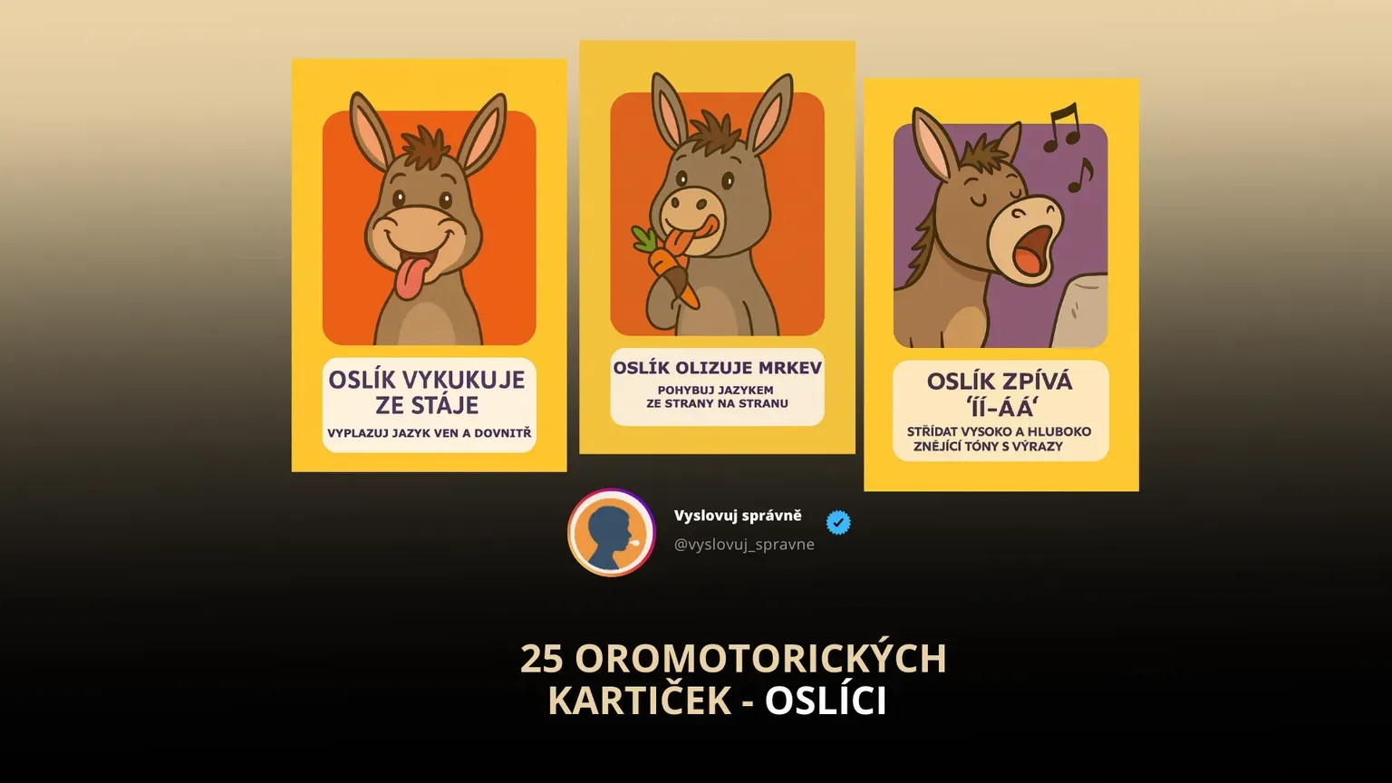 25 oromotorických kartiček — Oslíci