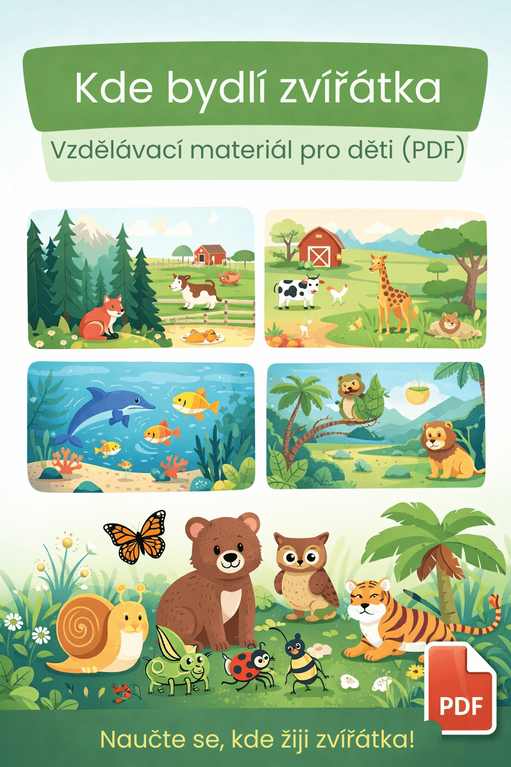 Kde bydlí zvířátka – vzdělávací materiál pro děti (PDF)